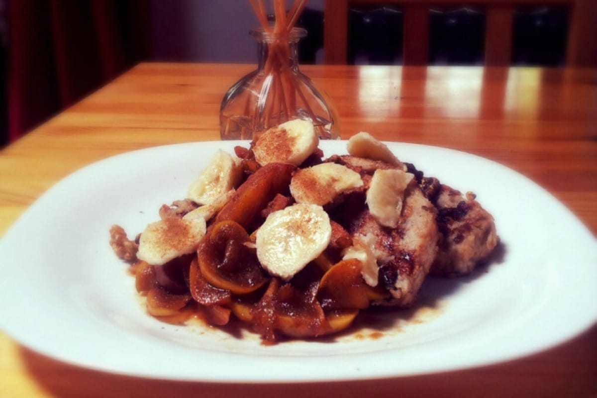 Banana French Toast with Cinnamon Apples [Vegan]