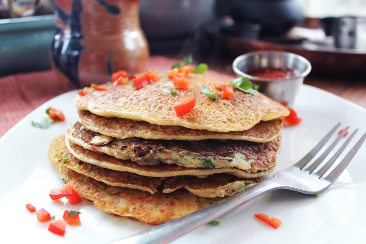 Potato Leek Hash Brown Pancakes with Homemade Ketchup [Vegan]