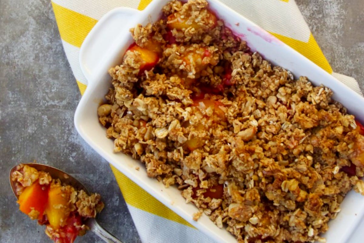 Peach and Raspberry Crumble [Vegan, Gluten-Free]