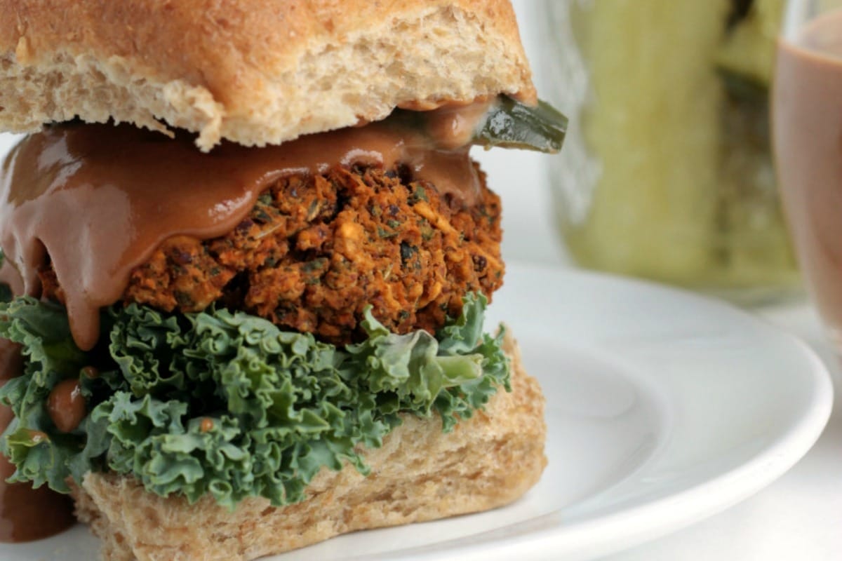 Kidney Bean and Kale BBQ Burger [Vegan, Gluten-Free]