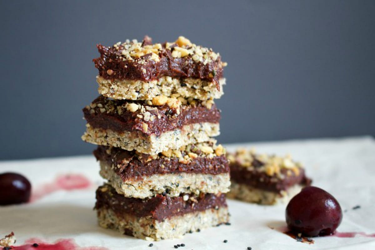 Black Sesame and Chocolate Cherry Coconut Bars [Vegan, Raw, Gluten-Free]