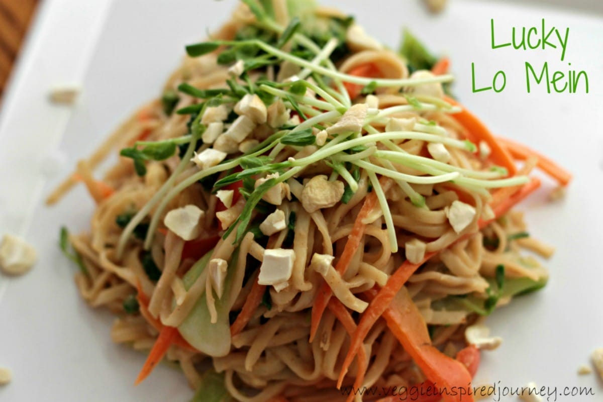 Vegetable Lo Mein With Creamy Peanut Sauce