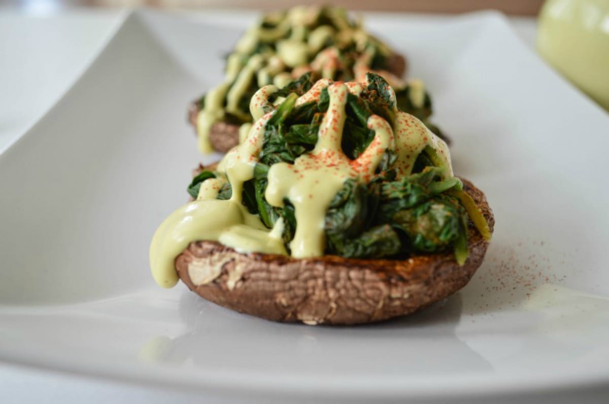 Portobello Florentine With Lemony Hollandaise Sauce [Vegan, Gluten-Free]