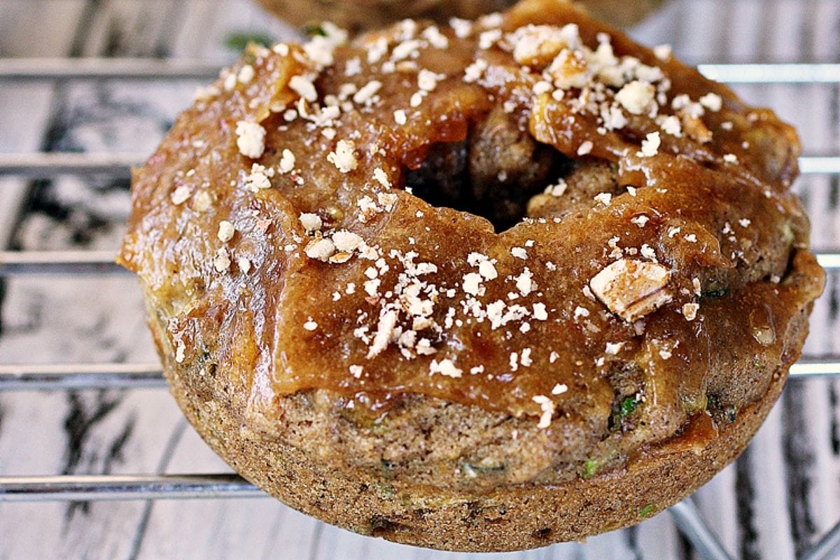 Maple Sweetened Zucchini Doughnuts With Date Frosting [Vegan]