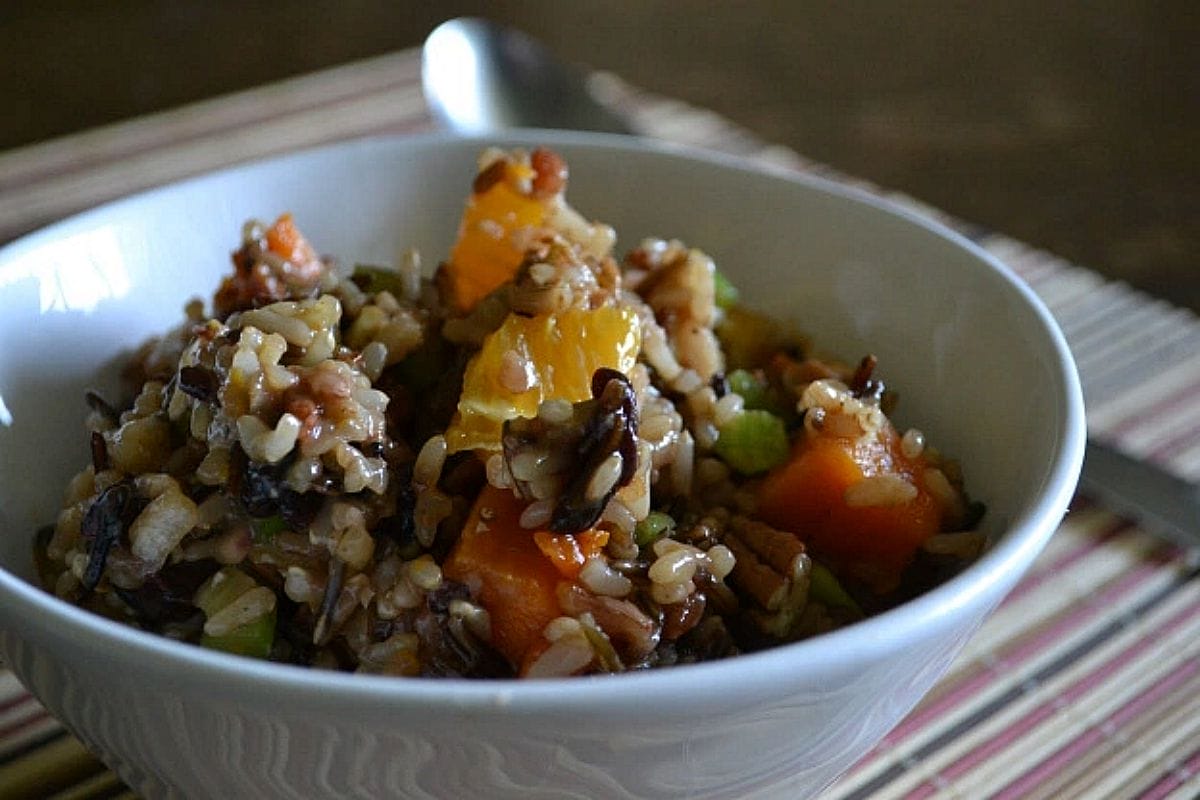 Wild Rice Salad With Sweet Potato, Orange, Cherries and Toasted Pecans [Vegan, Gluten-Free]