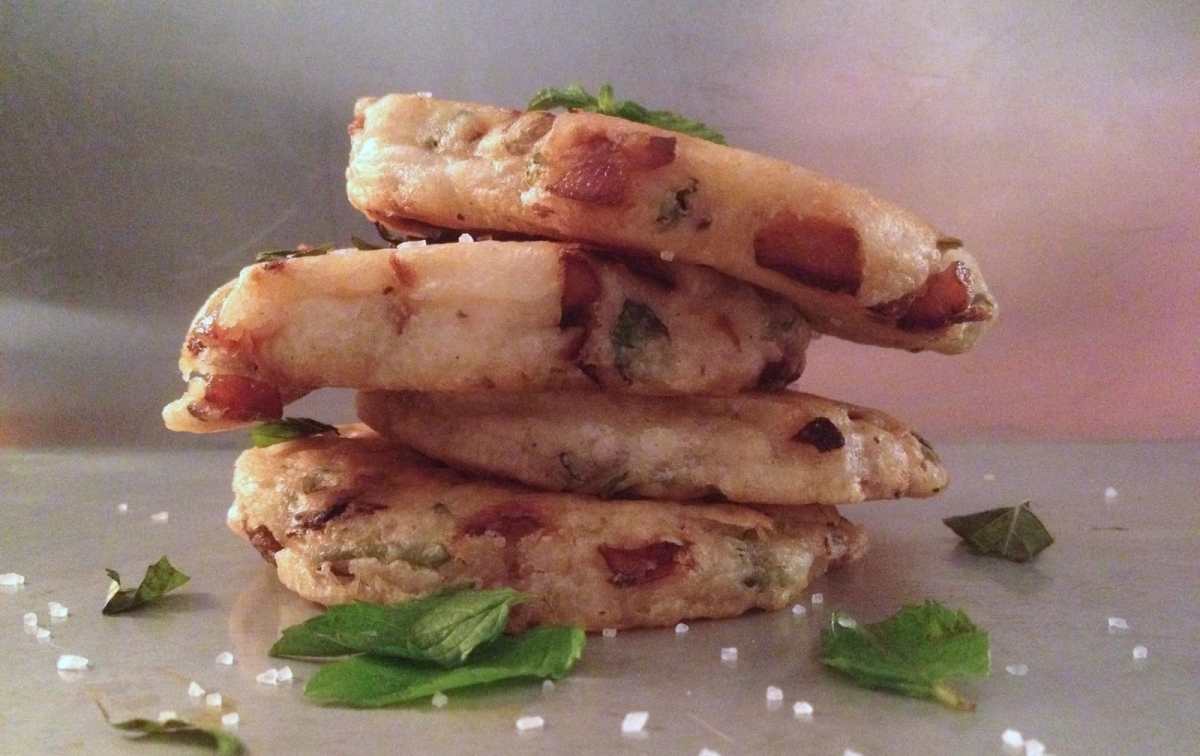 Kremidotiganites (Greek Savory Onion Pancakes) [Vegan]