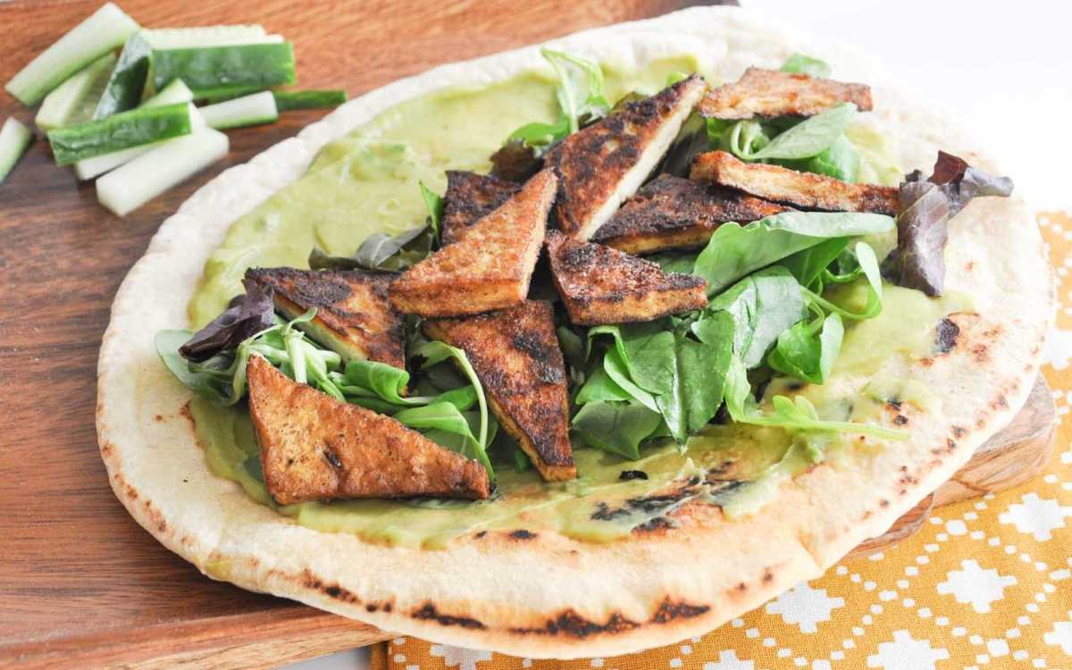 Crispy Curry Tofu Wrap With Homemade Tortillas and Avocado Mayo [Vegan]