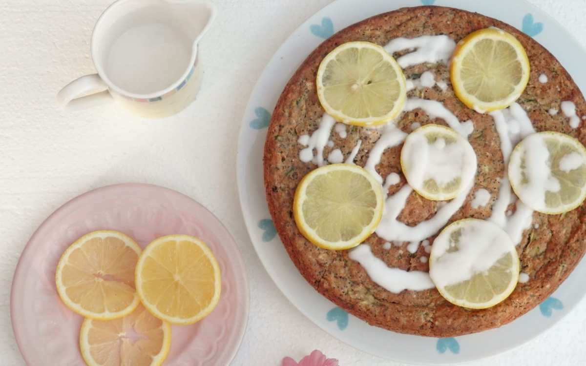 Zucchini Poppy Seed Cake With Lemon Drizzle Icing [Vegan]