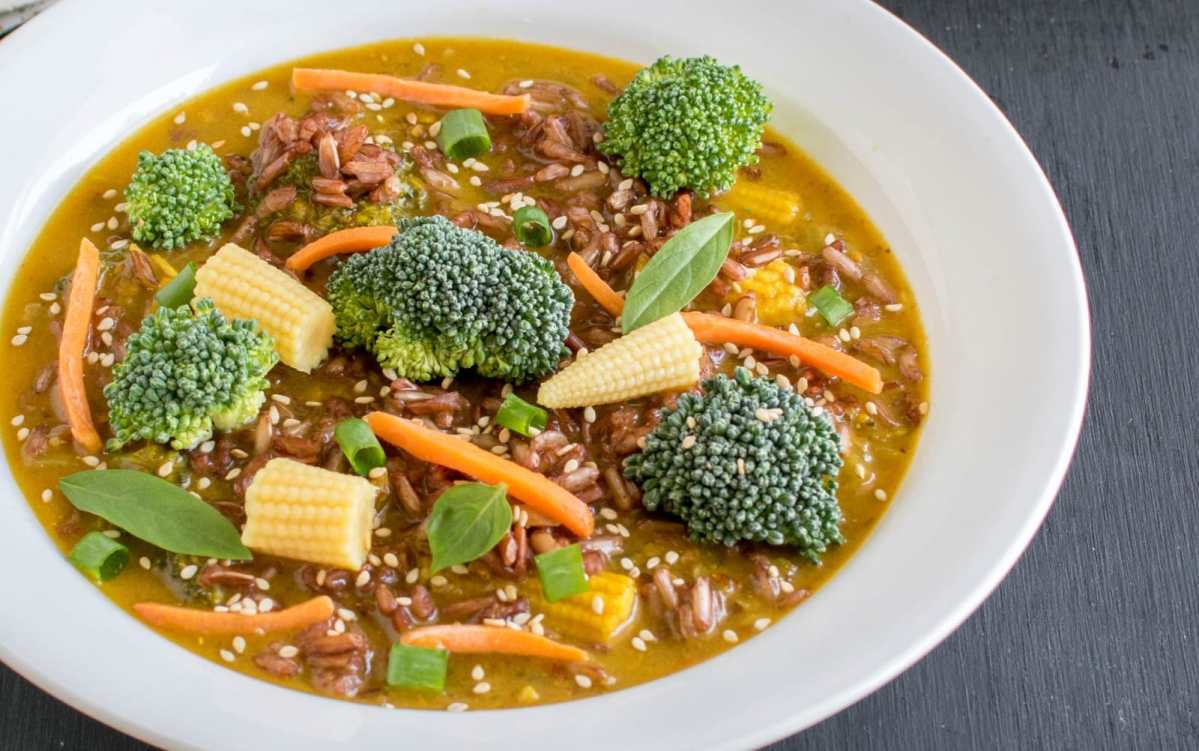 Thai Curry Red Rice Soup [Vegan, Gluten-Free]