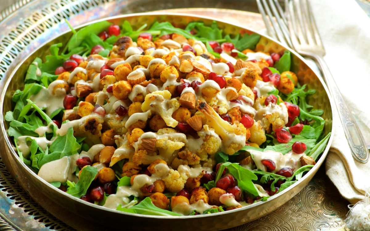 Roasted Cauliflower and Spiced Chickpea Salad