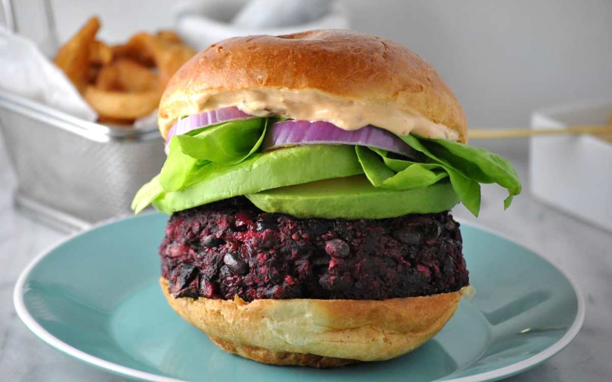 Mushroom, Red Onion, and Beet Burgers
