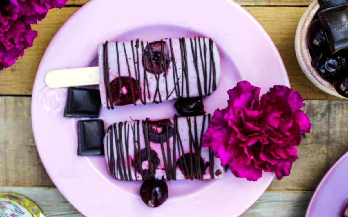 Chocolate Cherry Ice Cream Pops