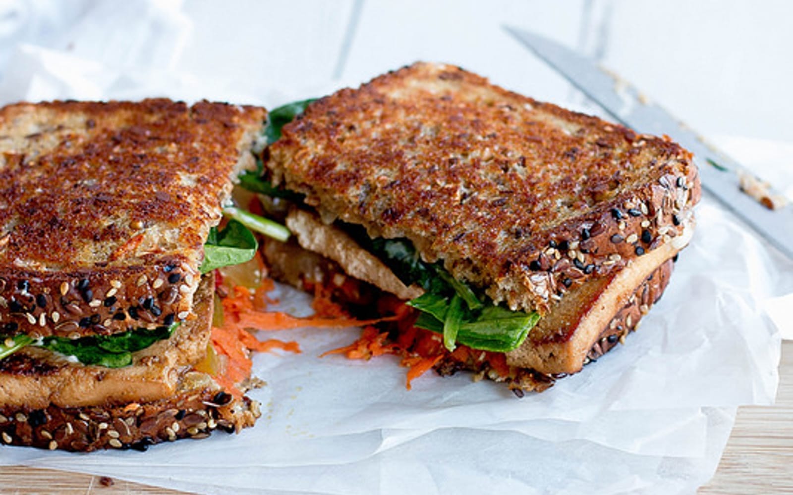 Grilled Marinated Tofu Sandwich