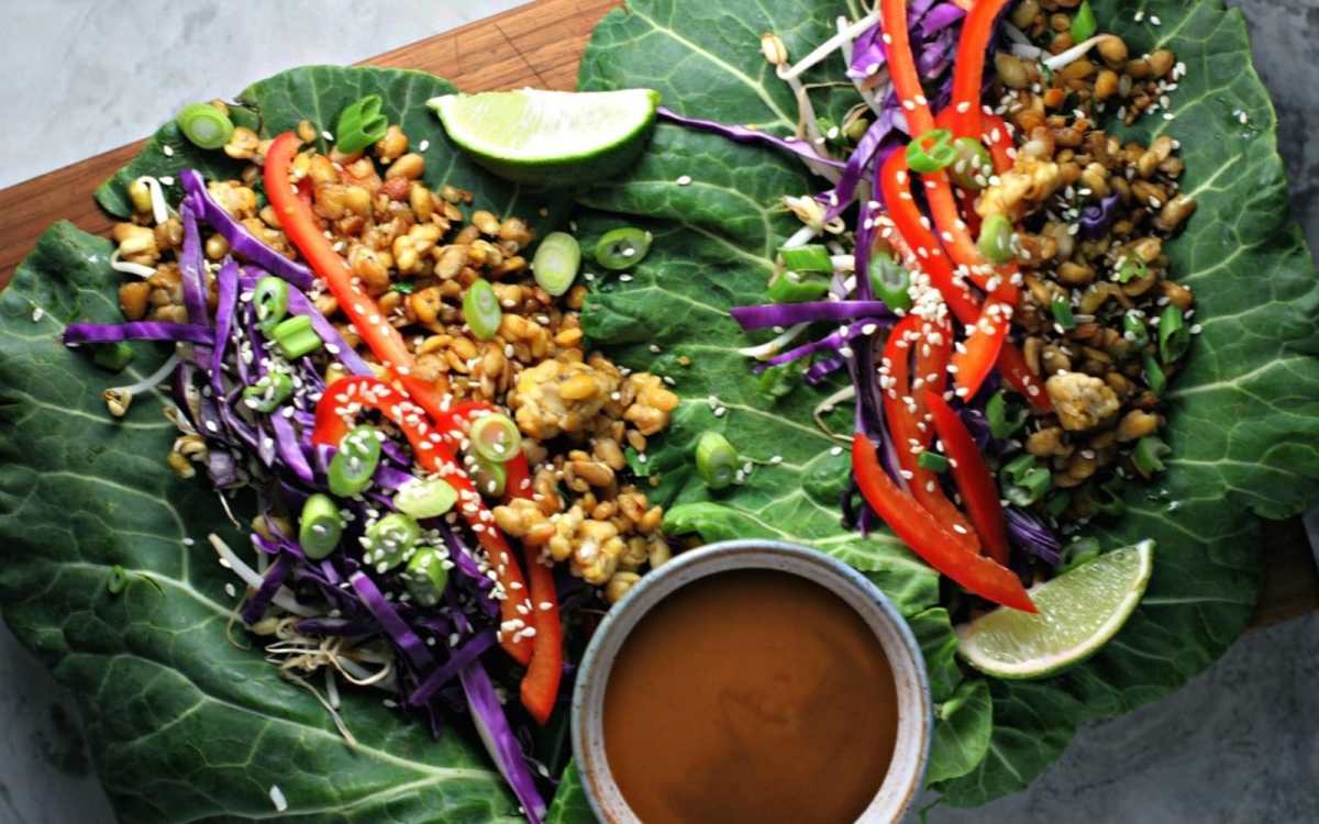 Thai Tempeh Collard Greens Wrap
