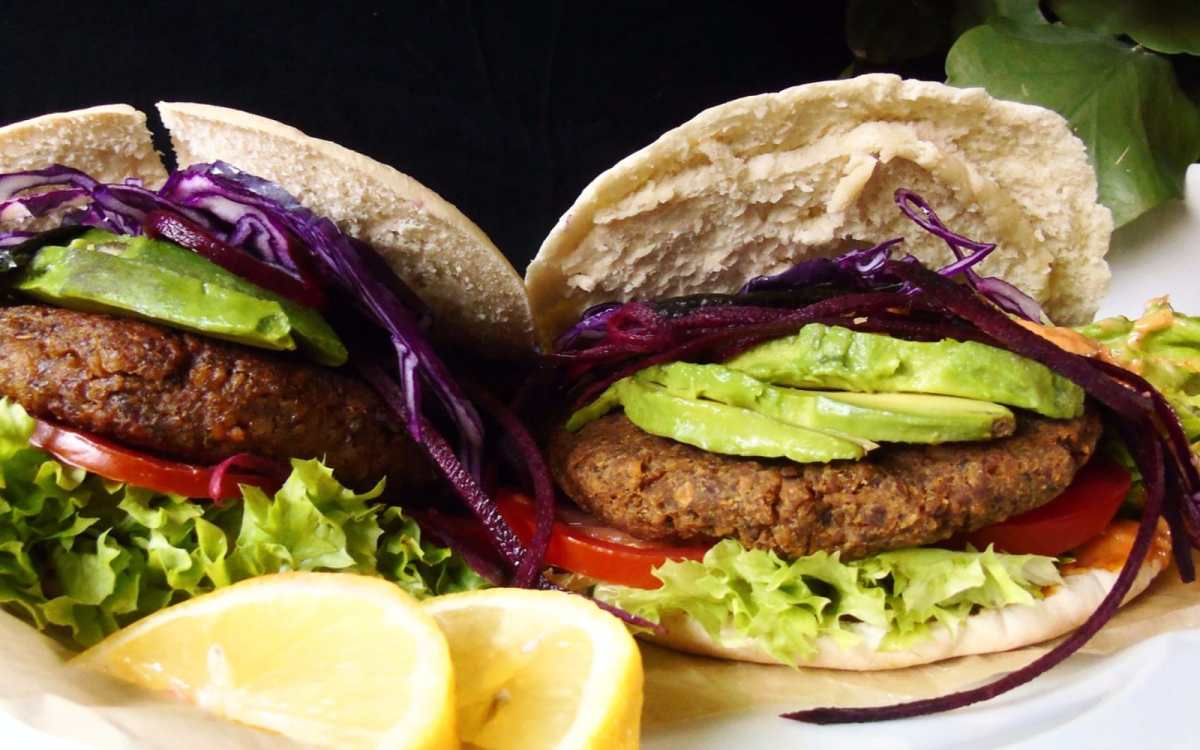 Chickpea Mushroom Pita Burgers