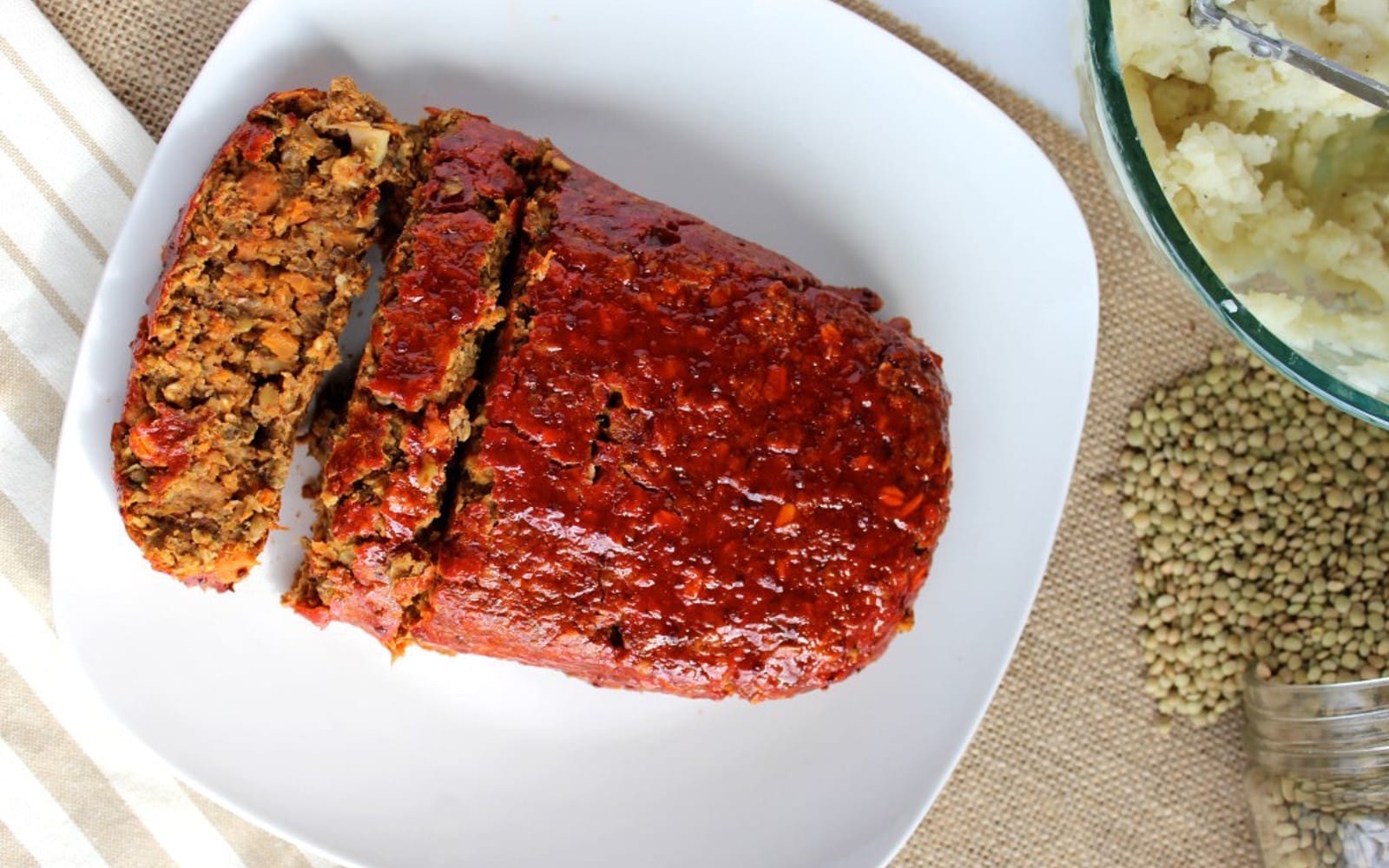 maple glazed mushroom and lentil loaf
