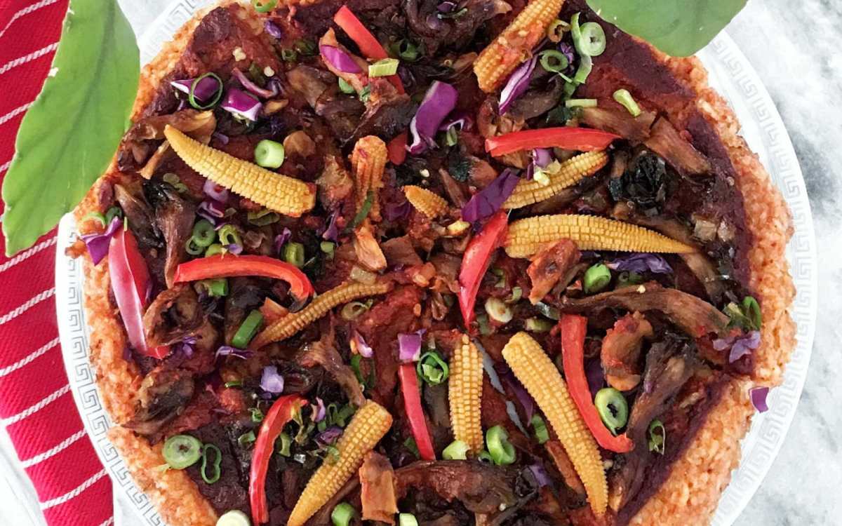 Asian-Style Rice Pizza 2