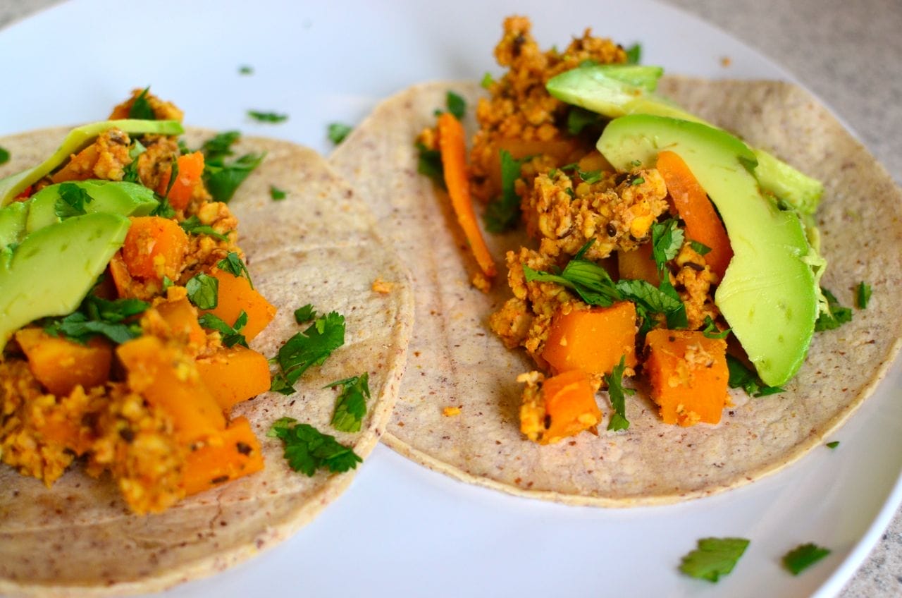 butternut tacos with tempeh chorizo