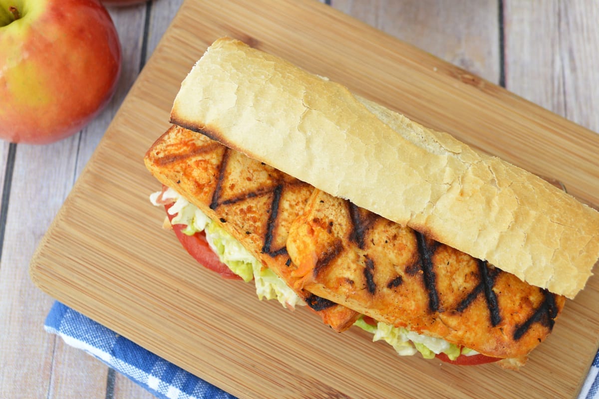 buffalo tofu vegan po' boy