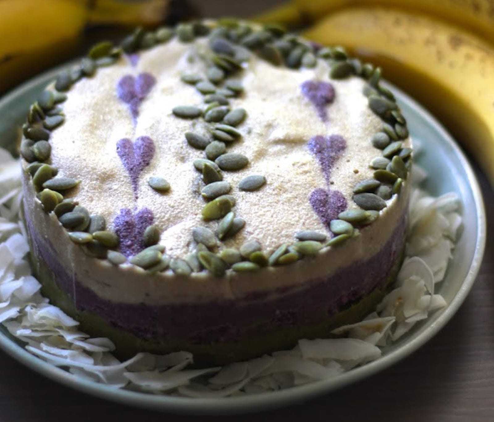 Banana Ice Cream With Matcha, Blueberry, and Vanilla Layers