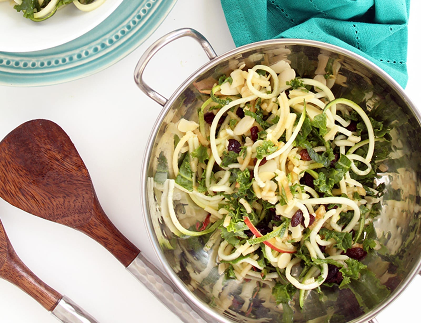 Spiralized Veggies, Zucchini, and Kale Apple Slaw