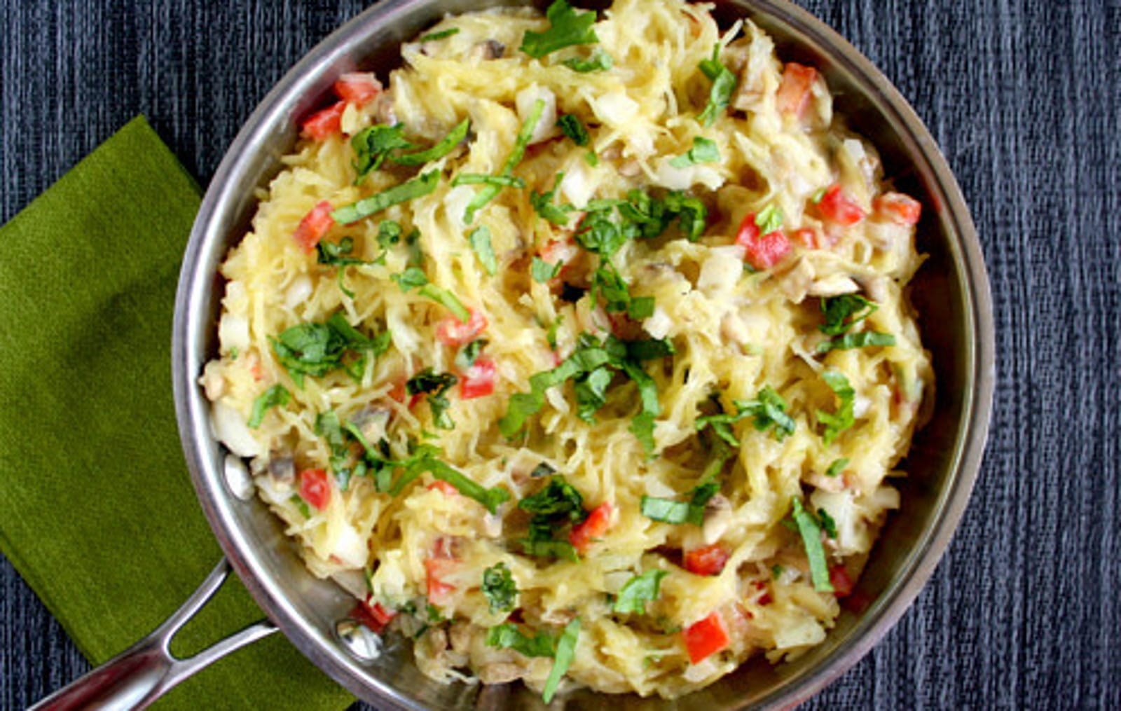 Spaghetti squash with vegan cauliflower Alfredo sauce