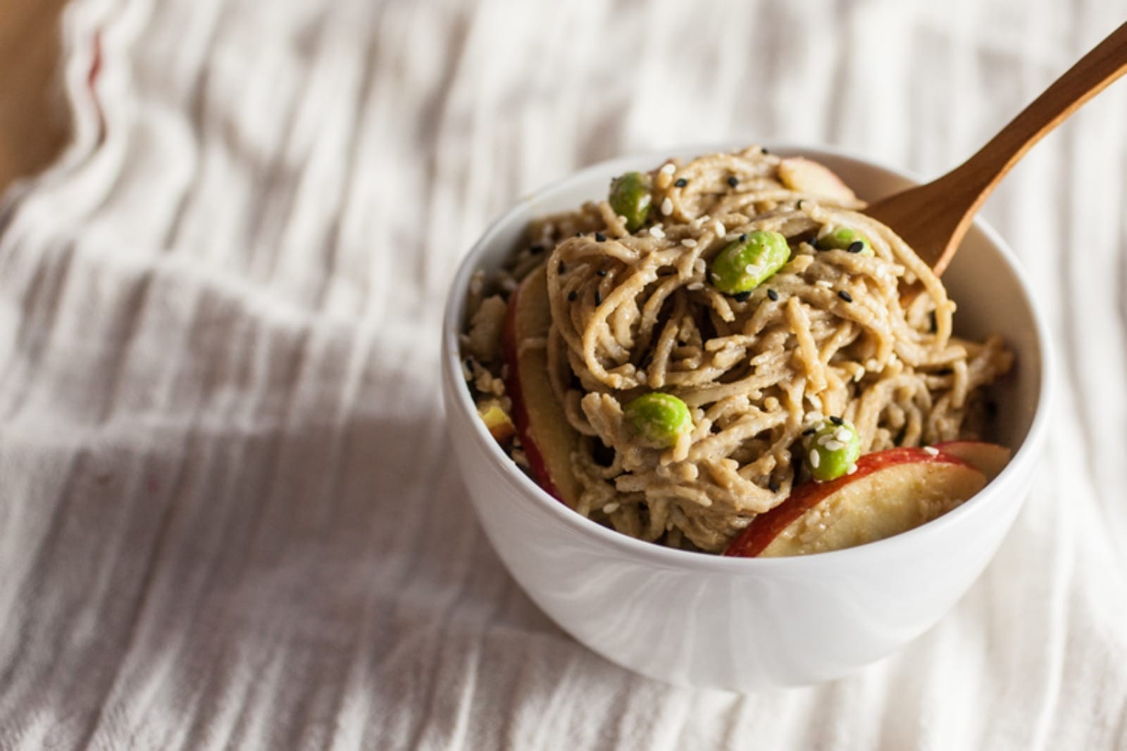 Maple Peanut Soba Salad with Edamame & Apples [Vegan]
