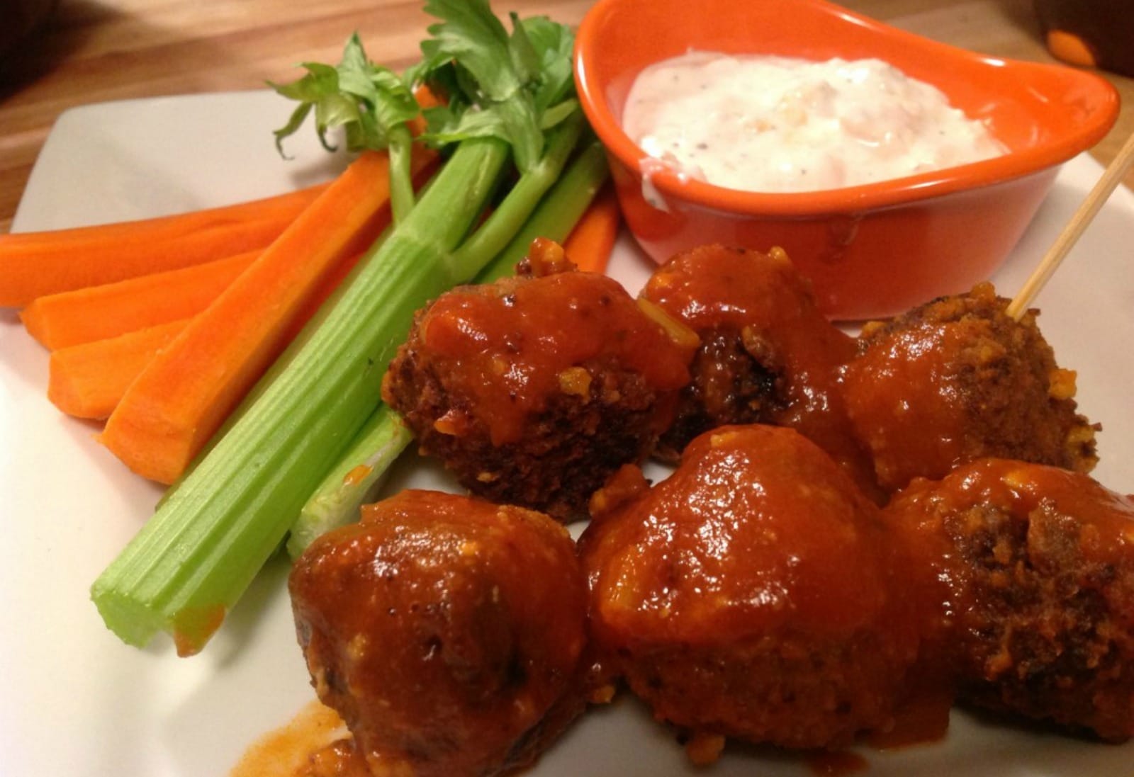 Vegan Buffalo Tempeh Meatballs
