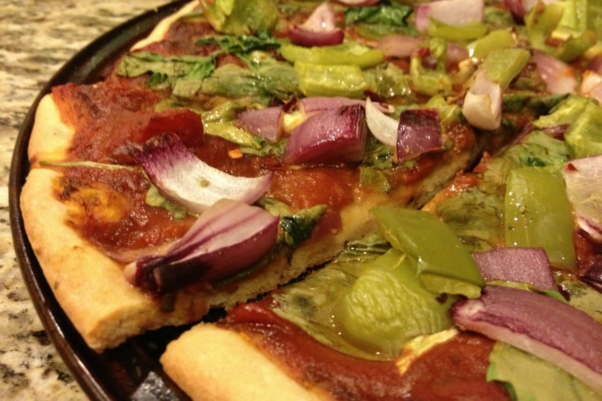 Spelt Pizza With Roasted Veggies [Vegan]