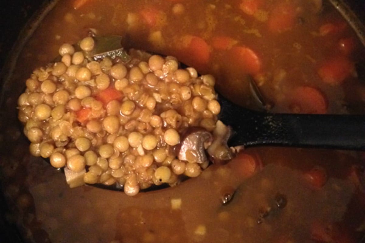 Hearty Two-Lentil Soup with Mushrooms [Vegan, Gluten-Free]