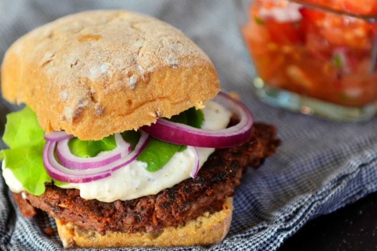 Game Day Kidney Bean and Tofu Burger [Vegan, Gluten-Free]