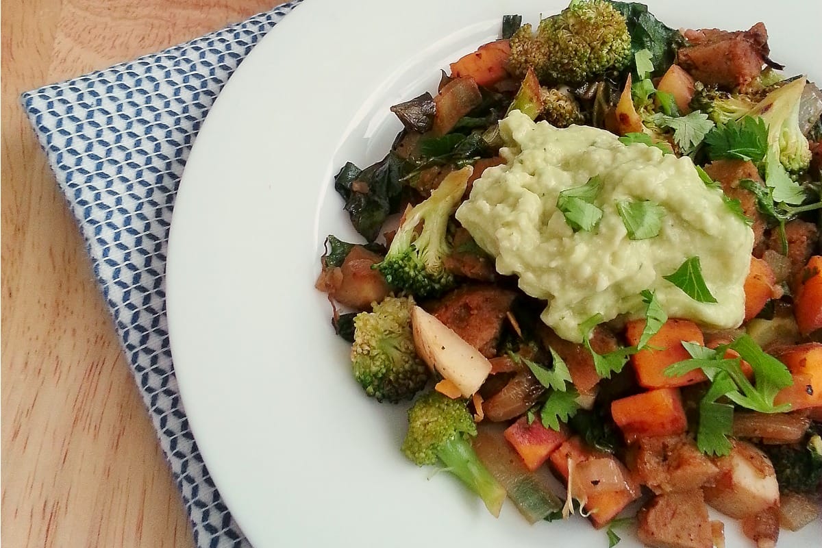 Root Vegetable Hash With Avocado Creme [Vegan]