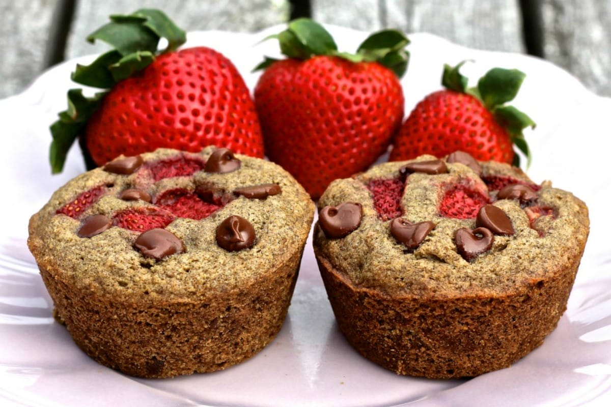 Strawberry Chocolate Chip Buckwheat Muffins [Vegan, Gluten-Free]