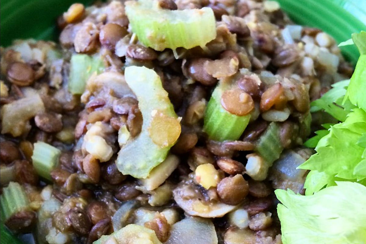 Hearty Lentil, Mushroom and Barley Mash [Vegan]