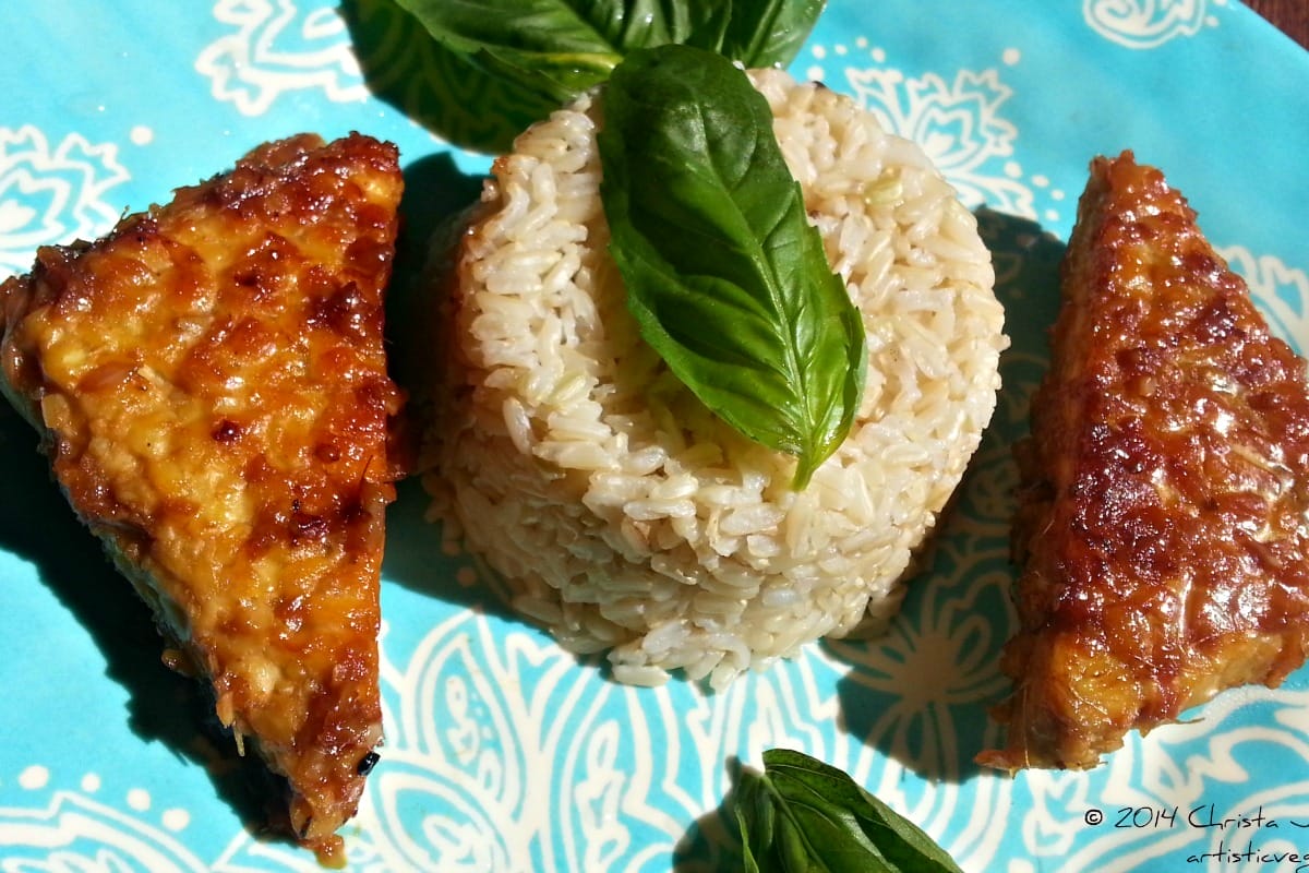 Lemon Glazed Ginger Tempeh With Brown Rice and Fresh Basil [Vegan, Gluten-Free]