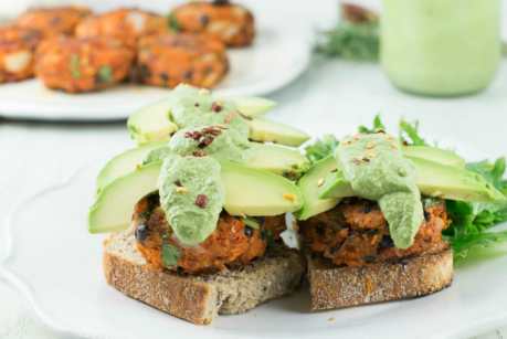 Vegan and GLuten-Free Mini Black Bean Burgers With Garlic Basil Cream Sauce