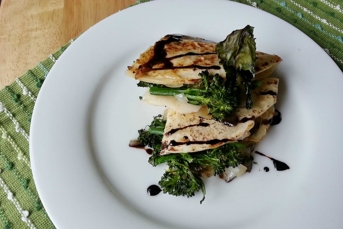 Roasted Broccolini and Balsamic Quesadillas [Vegan]