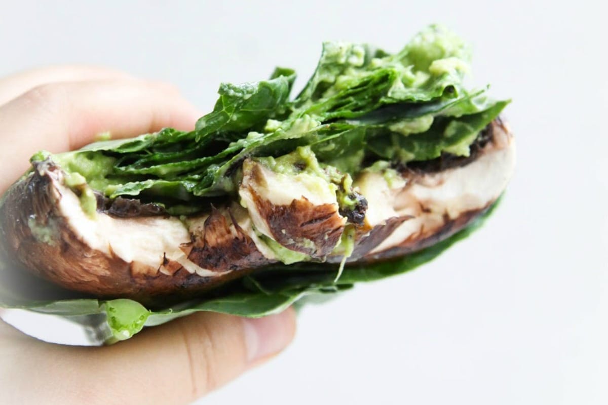 Portobello Burgers With Collard Greens and Guacamole [Vegan, Raw, Gluten-Free]