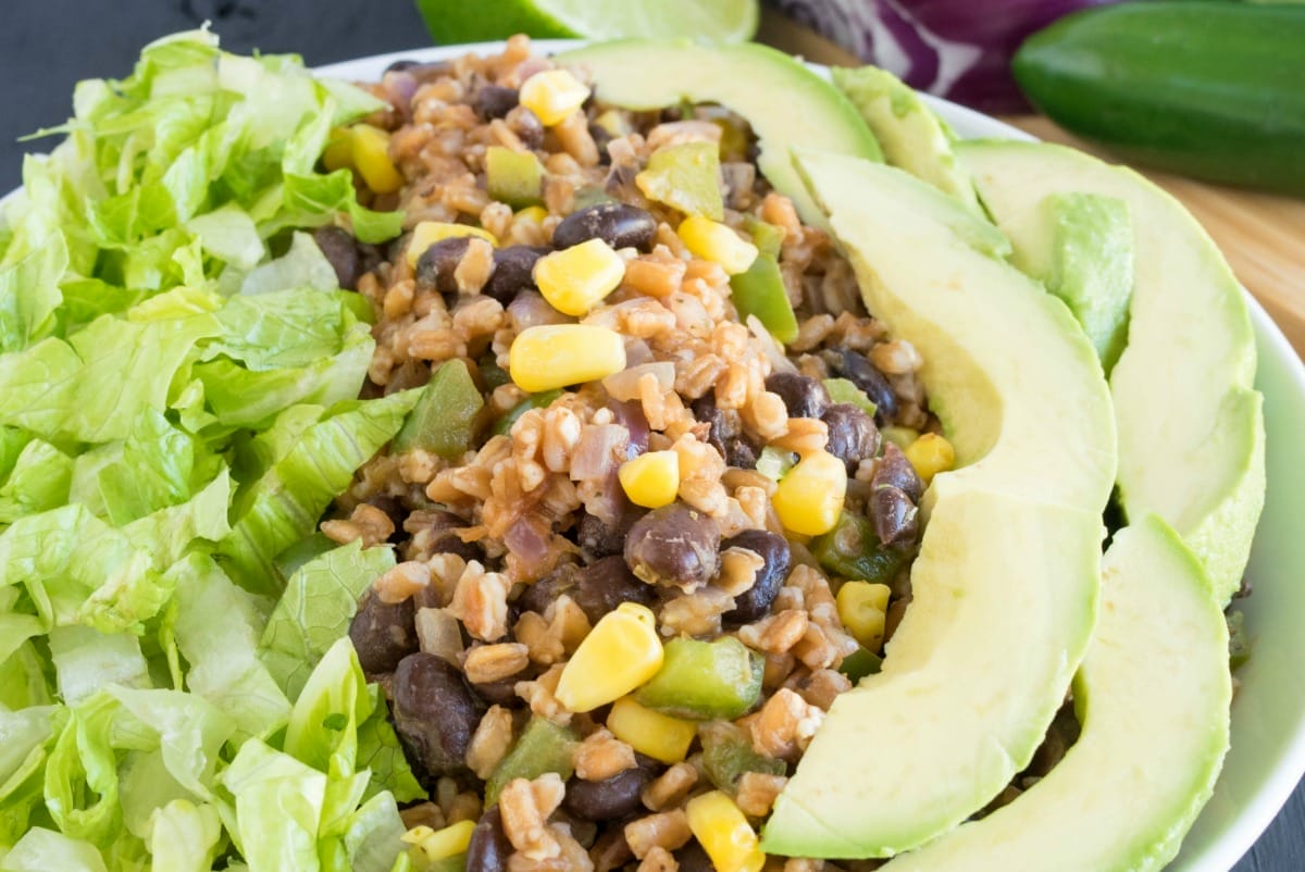 Farro Black Beans Mexican Bowl [Vegan]