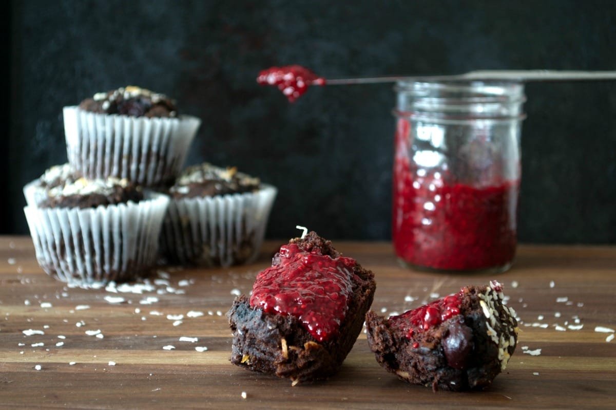 One Bowl Gluten-Free Chocolate Cherry Muffins [Vegan]