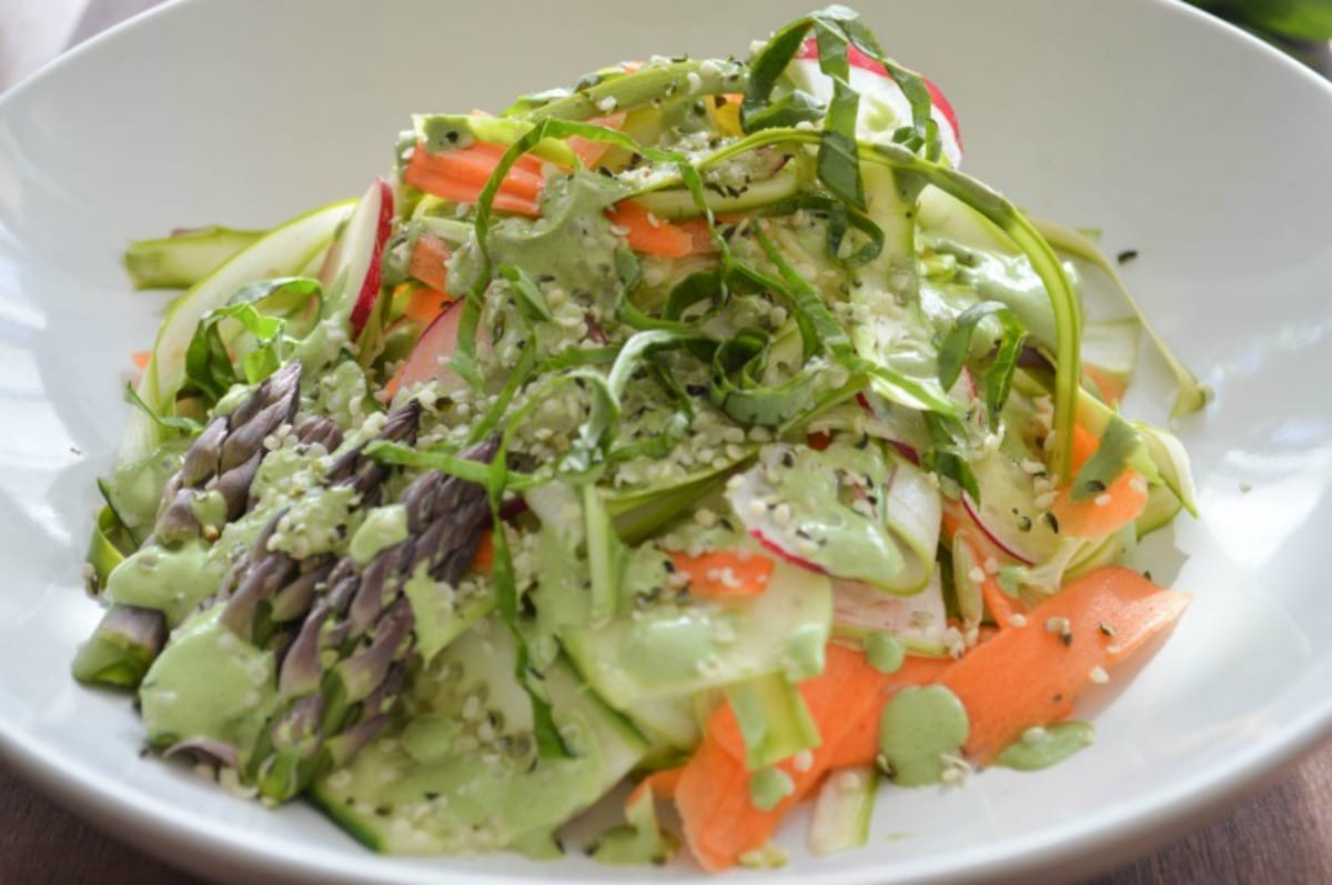 Hippie Goddess Salad Dressing and Shaved Spring Salad [Vegan, Gluten-Free]