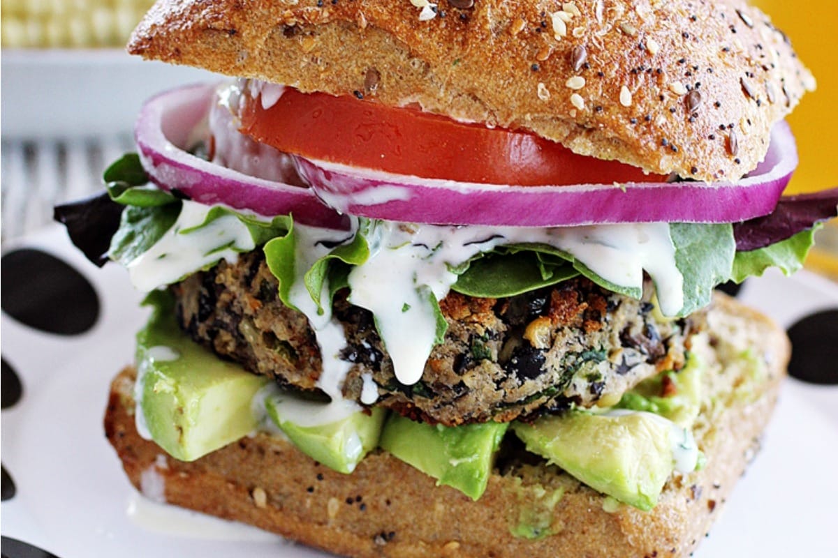 Black Bean Burgers With Cilantro Lime Sauce [Vegan, Gluten-Free]