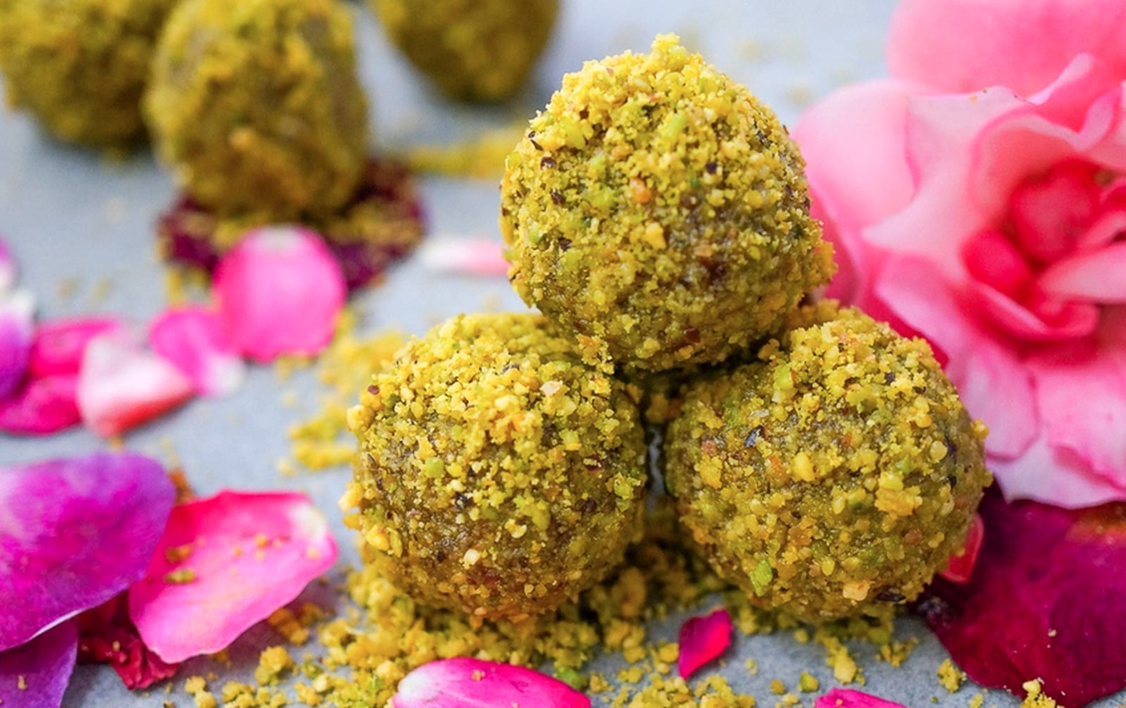 Cardamom Pistachio Rose Energy Bites [Vegan, Raw, Gluten-Free]