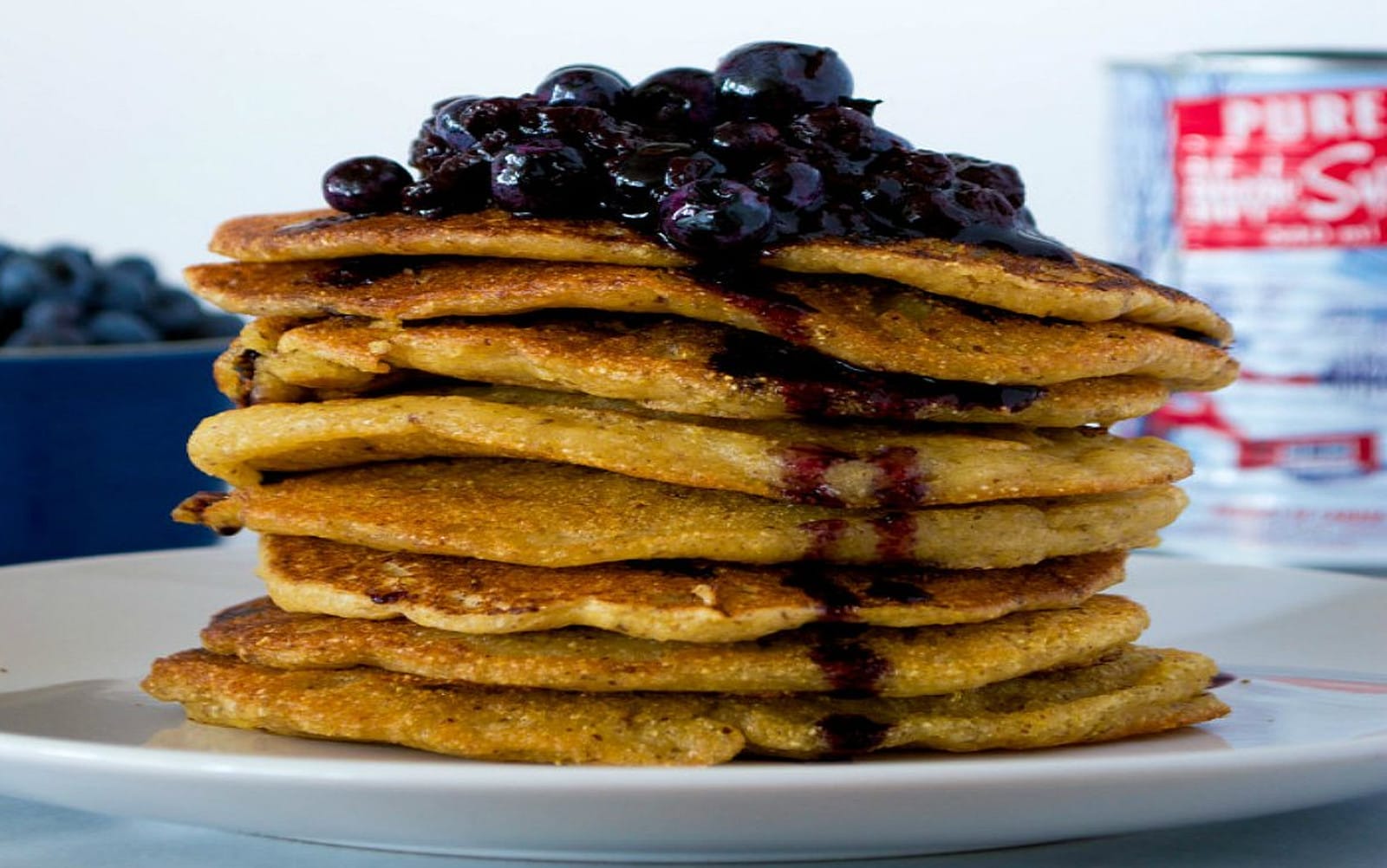 Crispy Cornmeal Pancakes With Blueberry Sauce [Vegan, Gluten-Free]