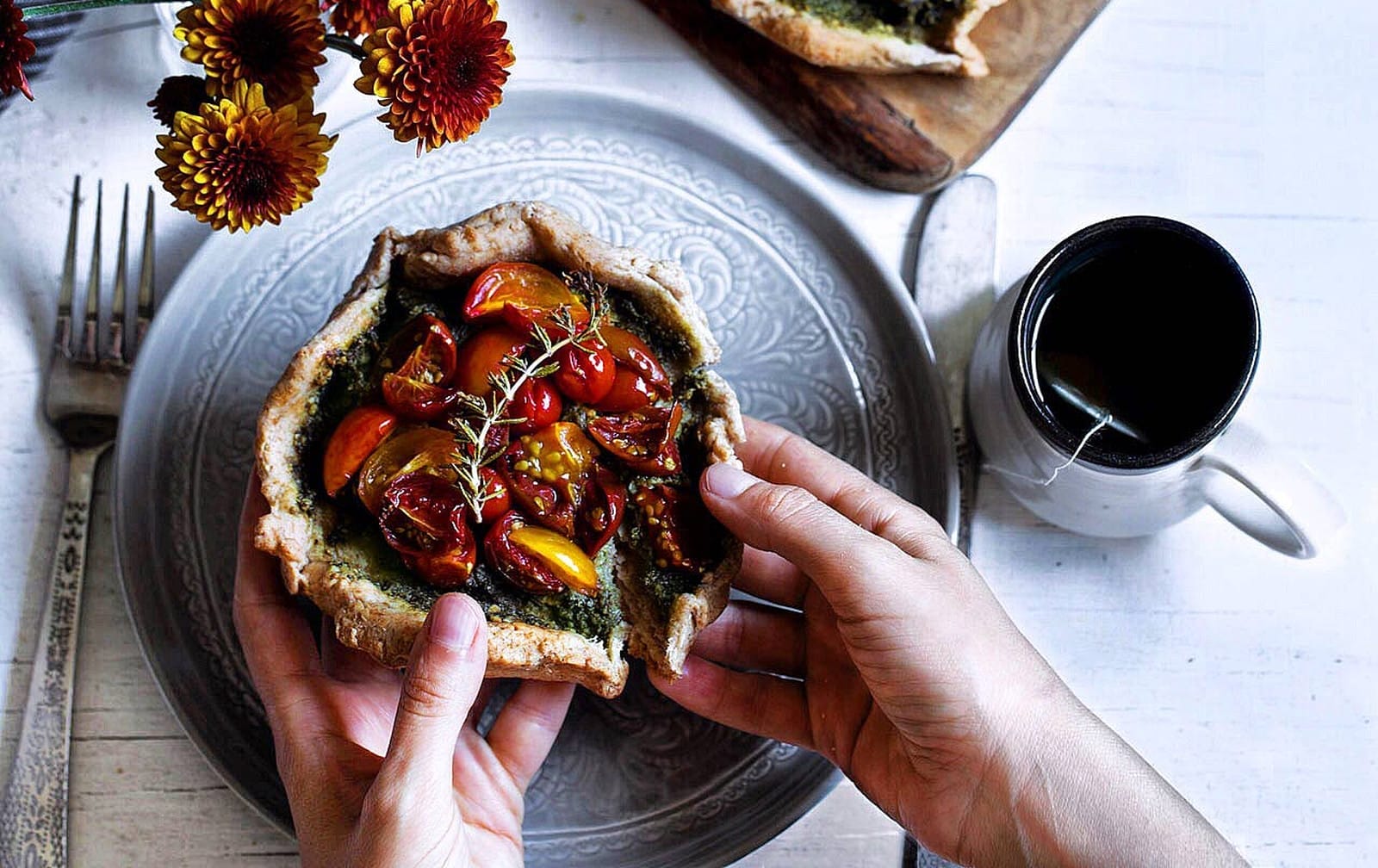 Vegan Tomato and Chard Pesto Galette