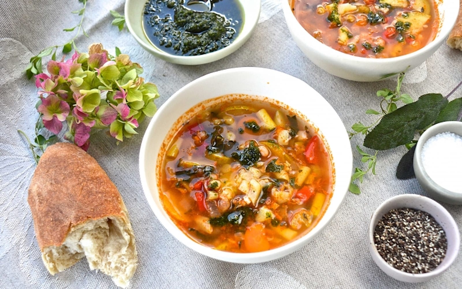 Autumn Vegetable Soup With Parsley Pesto [Vegan, Gluten-Free]