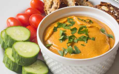 Creamy and Cheesy Nut-Free Chickpea Fondue [Vegan, Gluten-Free]