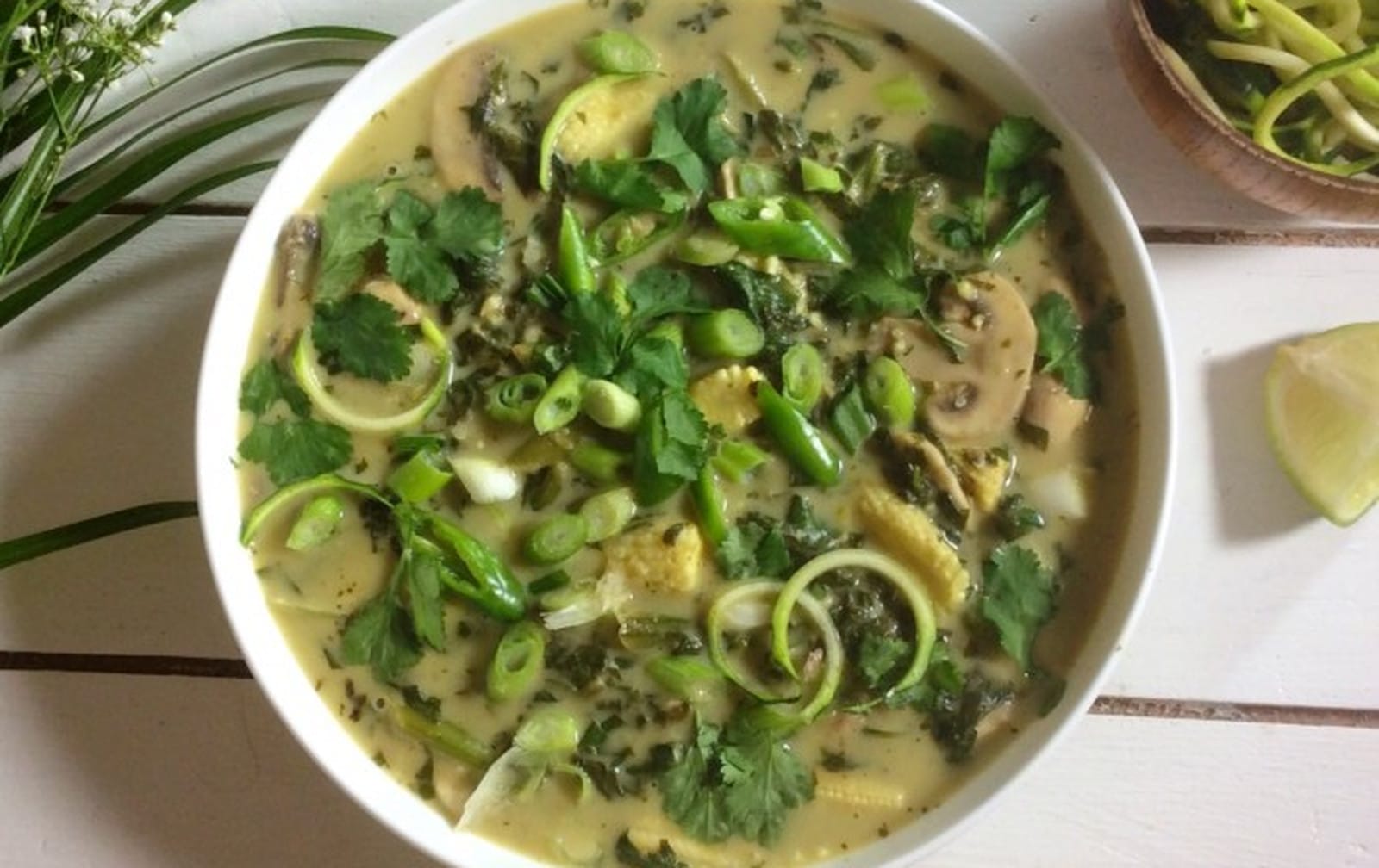 Thai Green Vegetable Curry With Zoodles [Vegan, Gluten-Free]