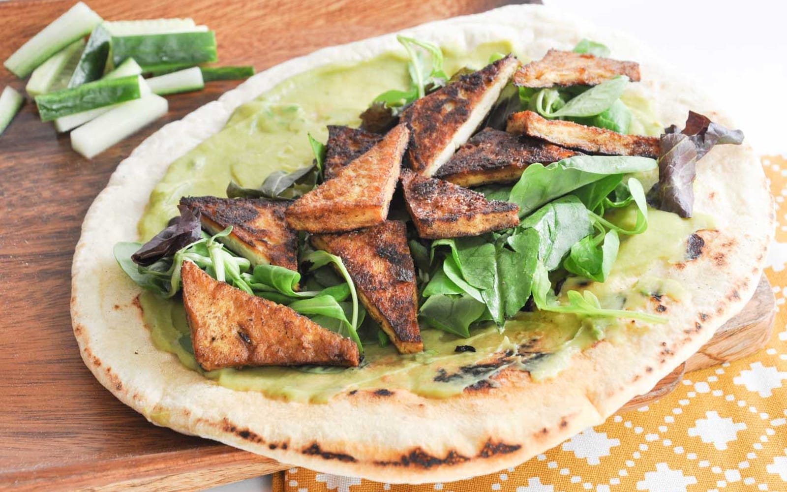 Crispy Curry Tofu Wrap With Homemade Tortillas and Avocado Mayo [Vegan]