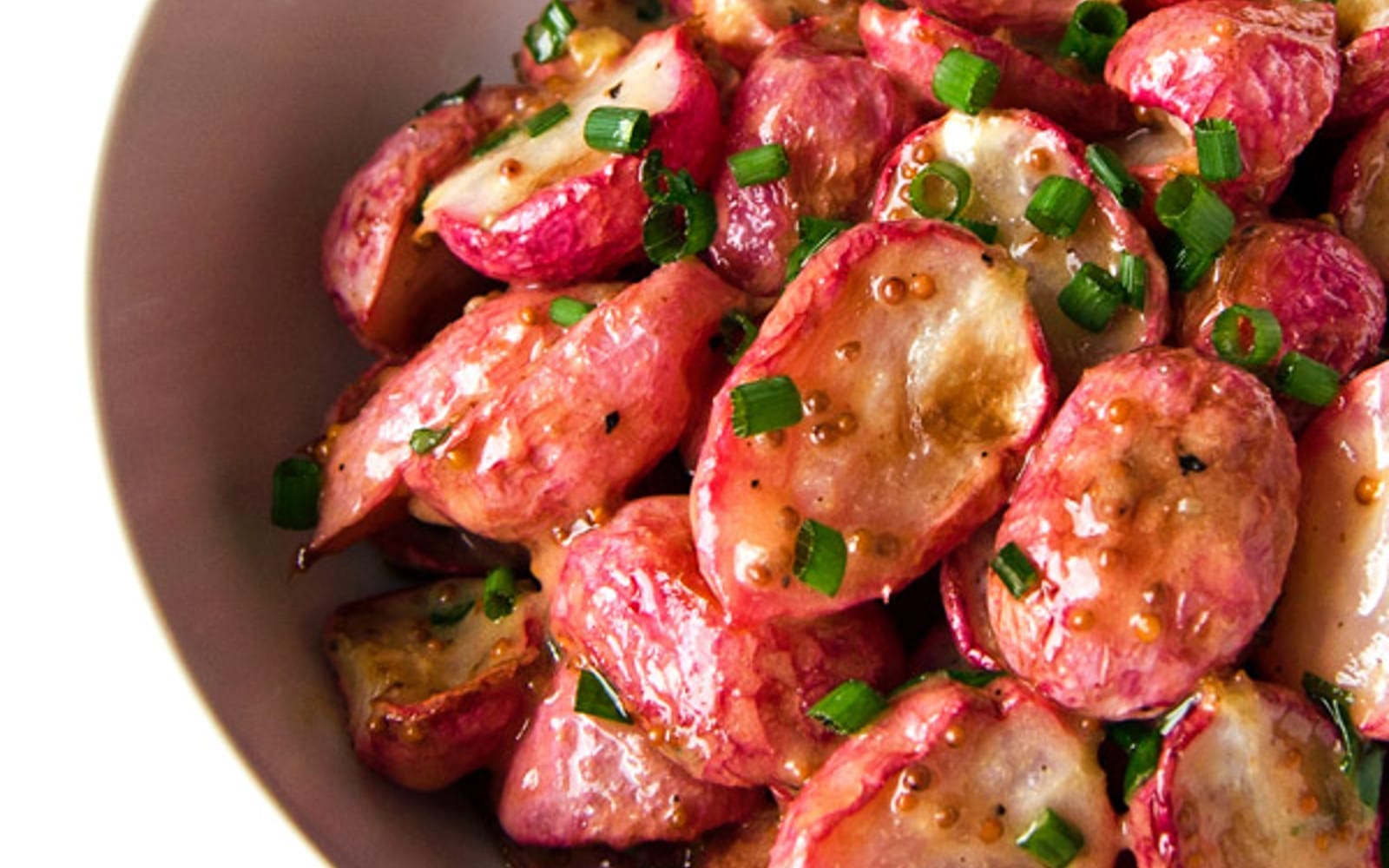 Chive Mustard Roasted Radishes